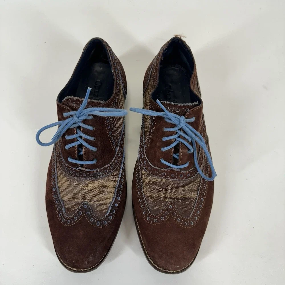Cole Haan Brown Blue Wingtip Derby Dress Shoes C11518 Men Size 8.5 W‎ Nikeair